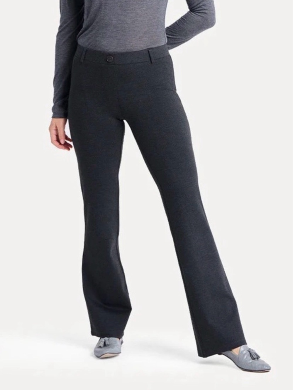 Betabrand Classic Bootcut Dress Pant Yoga Pants - Charcoal